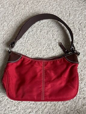 dooney and bourke Red Shoulder Bag with Brown Trim